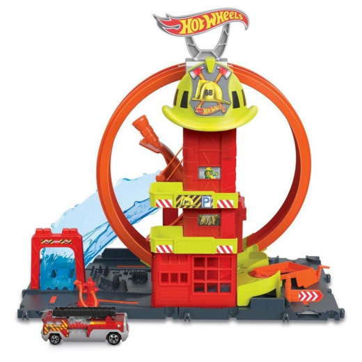 Hot Wheels Super Loop Fire Station i gruppen LEGETØJ / Legetøjskøretøjer / Hot Wheels hos Spelexperten (965-0217)