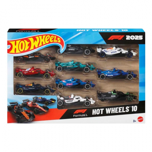 Hot Wheels F1 Racing 1:64 10-pack i gruppen LEGETØJ / Legetøjskøretøjer / Hot Wheels hos Spelexperten (965-2634)
