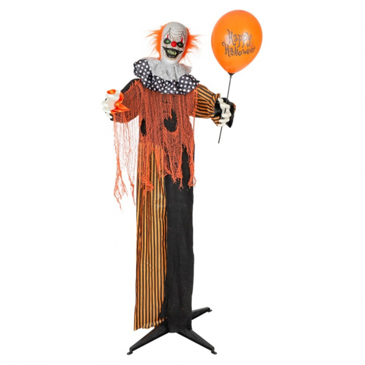 Standing Animated Clown Orange Dekoration 166 cm i gruppen LEGETØJ / Maskerade / Halloween / Tilbehør Halloween hos Spelexperten (97716)
