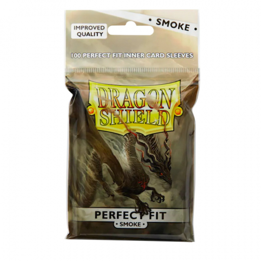 Sleeves Dragon Shield Perfect Fit Smoke - 63 x 88 mm i gruppen SELSKABSSPIL / Tilbehør / Sleeves hos Spelexperten (AT13023)