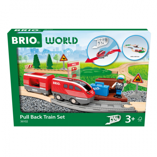 Brio Pull Back Train Set i gruppen LEGETØJ / BRIO trætog hos Spelexperten (B-36102)