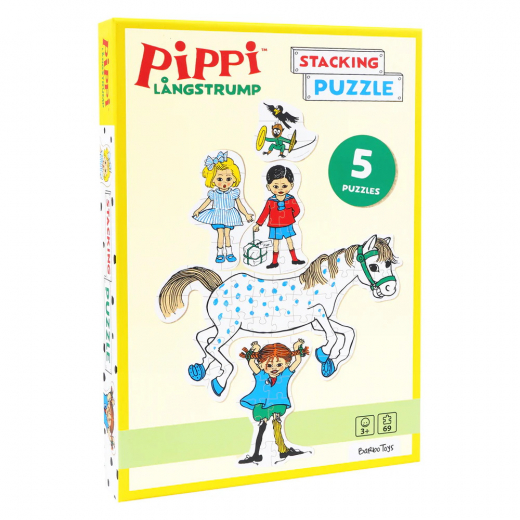 Pippi Stabling af puslespil 4, 9, 9, 13 og 34 Brikker i gruppen PUSLESPIL / Puslespil til børn hos Spelexperten (B-8632)