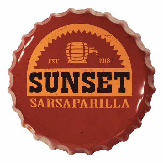 Fallout Sunset Sarsaparilla Bottle Cap Tin Sign i gruppen LEGETØJ / Collectibles / Fallout collectables hos Spelexperten (B-FLT84)