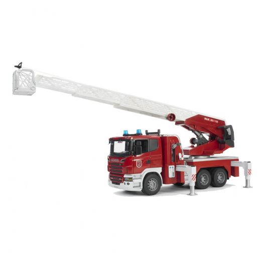 Bruder Scania R-Series Brandbil med stige, vandpumpe, lyd og lys i gruppen  hos Spelexperten (BR3590)