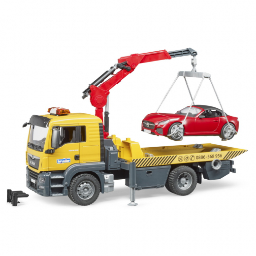 Bruder MAN TGS Traktor med BRUDER roadster og lys- og lydmodul i gruppen Nyheder hos Spelexperten (BR3750)