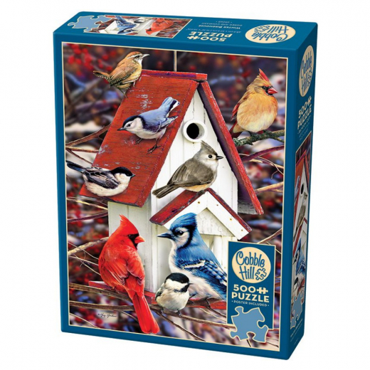 Cobble Hill Pussel - Winter Birdhouse 500 Brikker i gruppen PUSLESPIL / Uregelmæssige brikker hos Spelexperten (CH45065)