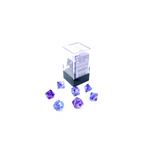 Dice Set 7 Mini Nebula Nocturnal/Blue Luminary i gruppen SELSKABSSPIL / Tilbehør / Terninger & tilbehør hos Spelexperten (CHX20557)
