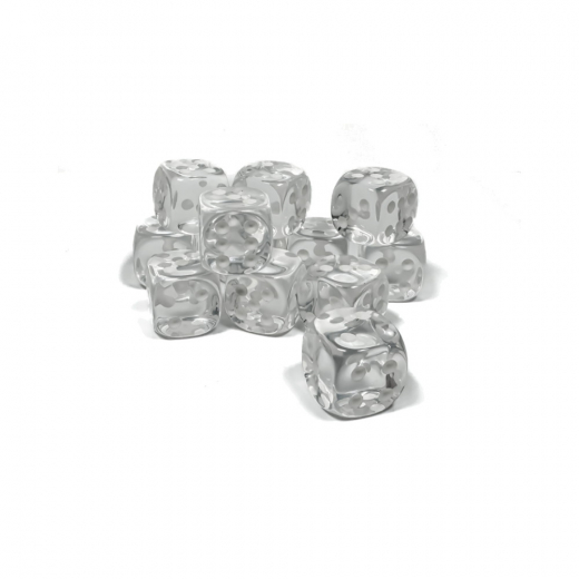 Dice Set D6 Translucent Clear/White 16 mm i gruppen SELSKABSSPIL / Tilbehør / Terninger & tilbehør hos Spelexperten (CHX23601)