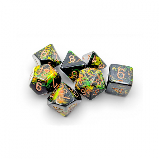 Dice Set 7 Brush Deep Forest/Gold i gruppen SELSKABSSPIL / Tilbehør / Terninger & tilbehør hos Spelexperten (CHX24405)