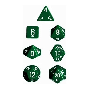 Dice Set 7 Opaque Green/White i gruppen SELSKABSSPIL / Tilbehør / Terninger & tilbehør hos Spelexperten (CHX25405)