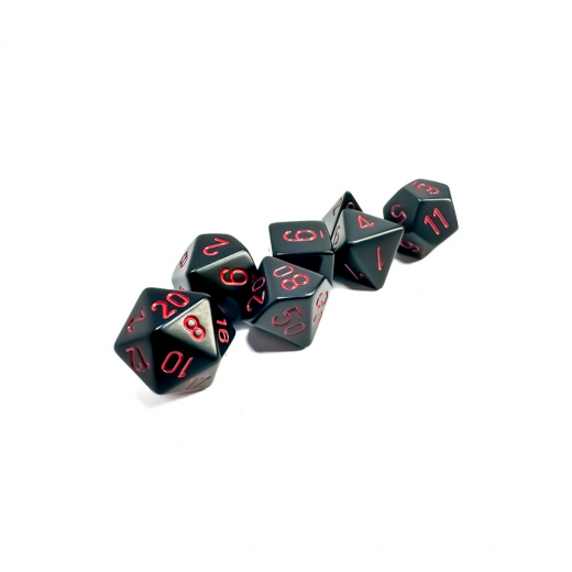 Dice Set 7 Opaque Black/Red i gruppen SELSKABSSPIL / Tilbehør / Terninger & tilbehør hos Spelexperten (CHX25418)