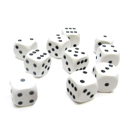 Dice Set D6 Opaque White/Black 16 mm i gruppen SELSKABSSPIL / Tilbehør / Terninger & tilbehør hos Spelexperten (CHX25601)