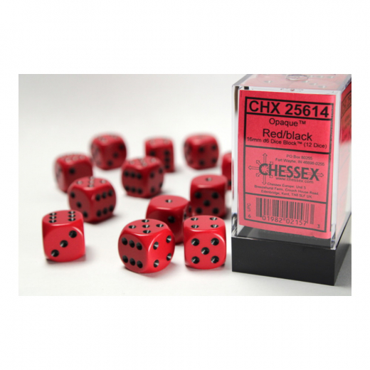 Dice Set D6 Opaque Red/Black 16 mm i gruppen SELSKABSSPIL / Tilbehør / Terninger & tilbehør hos Spelexperten (CHX25614)