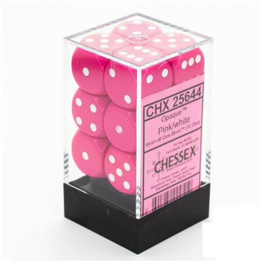 Dice Set D6 Opaque Pink/White 16 mm i gruppen SELSKABSSPIL / Tilbehør / Terninger & tilbehør hos Spelexperten (CHX25644)