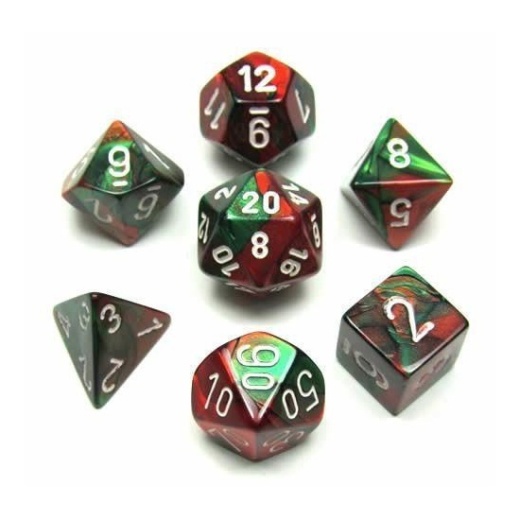 Dice Set 7 Gemini Green/Red/White i gruppen  hos Spelexperten (CHX26431)