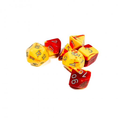 Dice Set 7 Gemini Red-Yellow/Silver i gruppen SELSKABSSPIL / Tilbehør / Terninger & tilbehør hos Spelexperten (CHX26450)