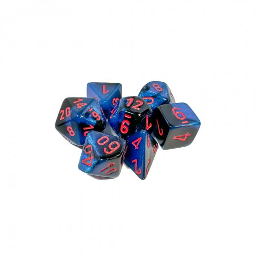 Dice Set 7 Gemini Black-Starlight/Red i gruppen SELSKABSSPIL / Tilbehør / Terninger & tilbehør hos Spelexperten (CHX26458)