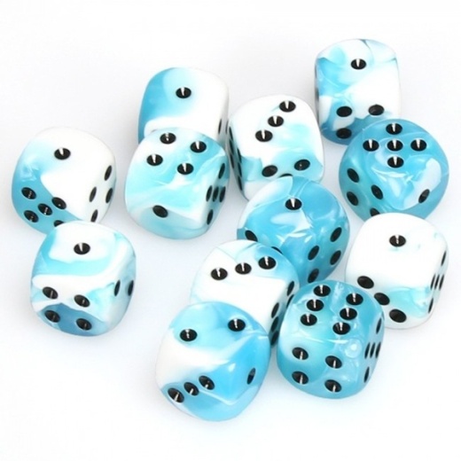 Dice Set D6 Gemini White/Teal/Black 16 mm i gruppen SELSKABSSPIL / Tilbehør / Terninger & tilbehør hos Spelexperten (CHX26644)