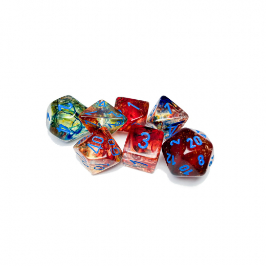Dice Set 7 Nebula Primary/Blue Luminary i gruppen SELSKABSSPIL / Tilbehør / Terninger & tilbehør hos Spelexperten (CHX27559)