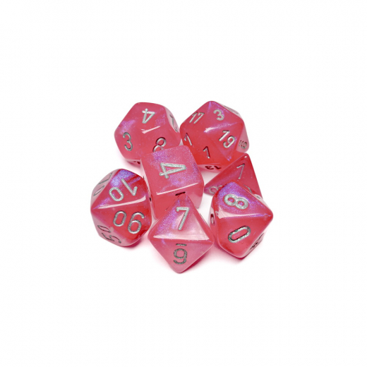 Dice Set 7 Borealis Pink/silver Luminary i gruppen SELSKABSSPIL / Tilbehør / Terninger & tilbehør hos Spelexperten (CHX27584)