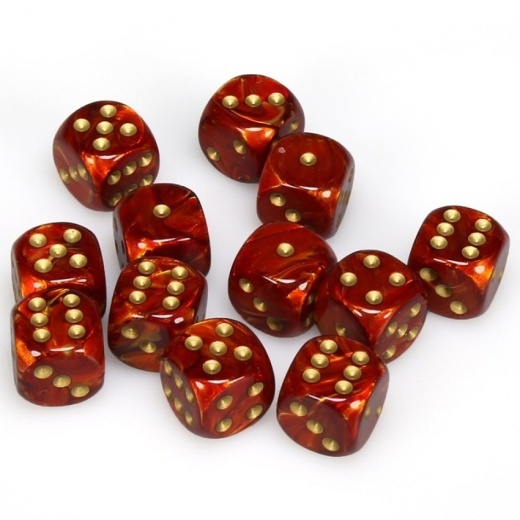 Dice Set D6 Scarab Scarlet/Gold 16 mm i gruppen SELSKABSSPIL / Tilbehør / Terninger & tilbehør hos Spelexperten (CHX27614)
