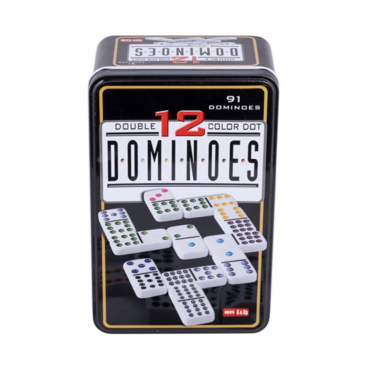 Domino double 12 colour tinbox i gruppen SELSKABSSPIL / Klassiske hos Spelexperten (E-250103)