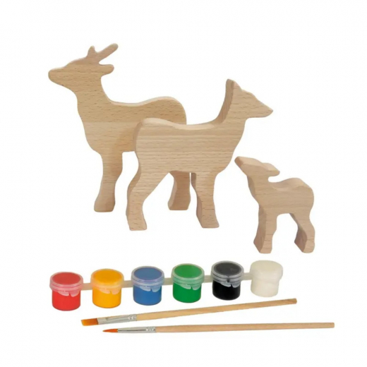 Træfigurer Til Maling - Hjortefamilie i gruppen LEGETØJ / Skab & mal hos Spelexperten (EG630597)