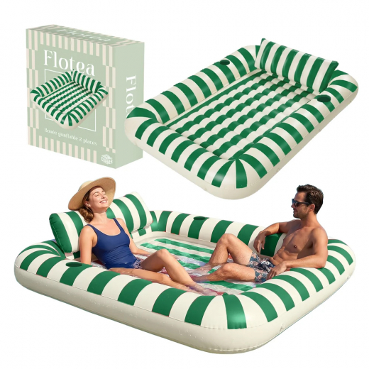 Flotea® XXL Pool Mattress – Beige and Green i gruppen LEGETØJ / Vand legetøj / Oppustelig hos Spelexperten (FLOAT-G)