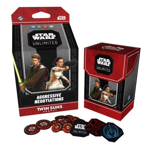 Star Wars: Unlimited - Aggressive Negotiations Twin Suns Deck i gruppen SELSKABSSPIL / Kortspil hos Spelexperten (FSWHA024-AGG)