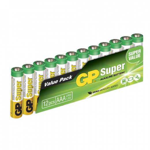 GP Super Alkaline AAA-battery, 24A/LR03, 12-pc i gruppen LEGETØJ / Batterier og opladere hos Spelexperten (GP-151035)