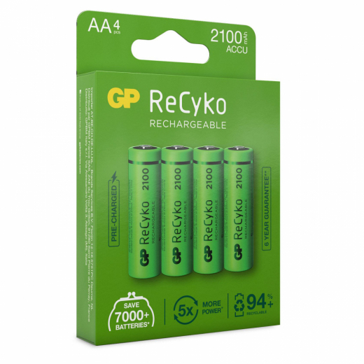 GP ReCyko AA-battery, 2100mAh, 4-pc i gruppen LEGETØJ / Batterier og opladere hos Spelexperten (GP-201212)