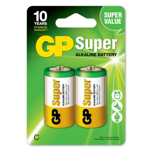 GP Super Alkaline C-battery, 14A/LR14, 2-pc i gruppen LEGETØJ / Batterier og opladere hos Spelexperten (GP-5503)