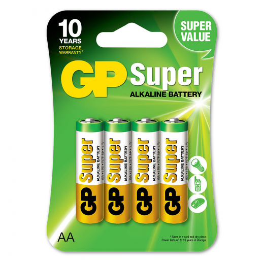 GP Super Alkaline AA-battery, 15A/LR6, 4-pc i gruppen  hos Spelexperten (GP-5505)