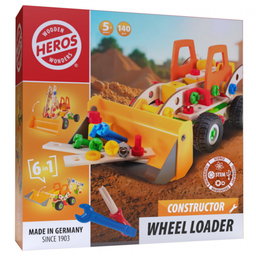 Wooden Wonders - Constructor Wheel Loader 140 dele i gruppen LEGETØJ / Børne- & baby hos Spelexperten (HE0011)