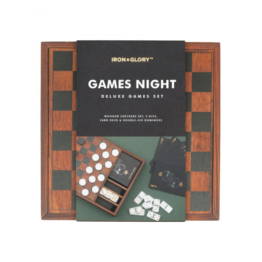 Games Night Deluxe Games Set 4-in-1 i gruppen SELSKABSSPIL / Klassiske hos Spelexperten (LKIAGGN)