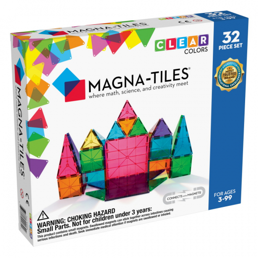 Magna-Tiles - Clear colors - 32 Dele i gruppen LEGETØJ / Byggeklodser / Magna-Tiles hos Spelexperten (MAG02132)