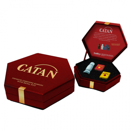 Catan: Premium Gemstone Robbers with Metal Dice - Opalite i gruppen SELSKABSSPIL / Tilbehør / Terninger & tilbehør hos Spelexperten (MET11102)