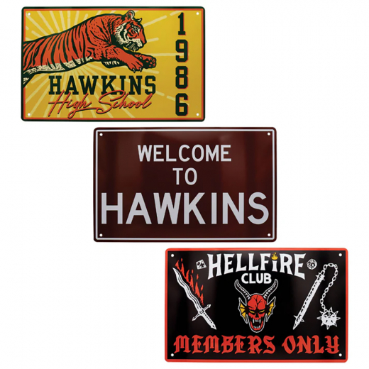 Stranger Things Set of 3 Tin Signs i gruppen LEGETØJ / Collectibles / Stranger Things collectables hos Spelexperten (NFX-ST04)