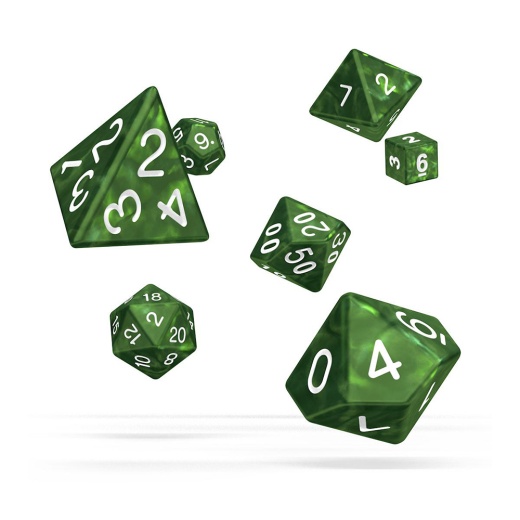 Oakie Doakie Dice RPG Set Marble - Green 7 pack i gruppen SELSKABSSPIL / Tilbehør / Terninger & tilbehør hos Spelexperten (ODD500002)