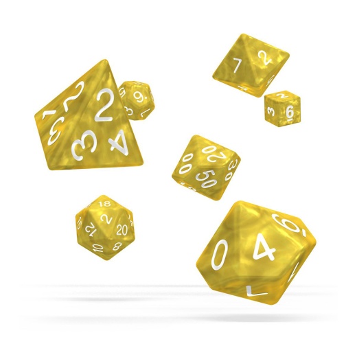 Oakie Doakie Dice RPG Set Marble - Yellow 7 pack i gruppen SELSKABSSPIL / Tilbehør / Terninger & tilbehør hos Spelexperten (ODD500006)