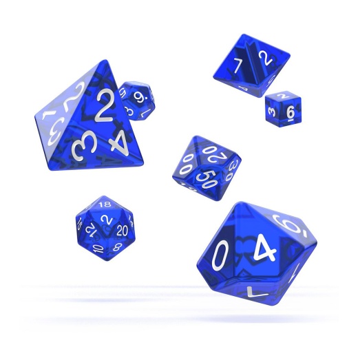 Oakie Doakie Dice RPG Set Translucent - Blue 7 pack i gruppen  hos Spelexperten (ODD500011)
