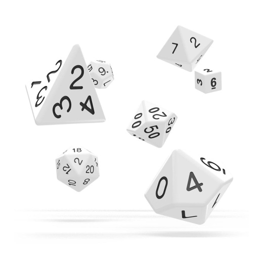 Oakie Doakie Dice RPG Set Solid - White 7 pack i gruppen SELSKABSSPIL / Tilbehør / Terninger & tilbehør hos Spelexperten (ODD500028)