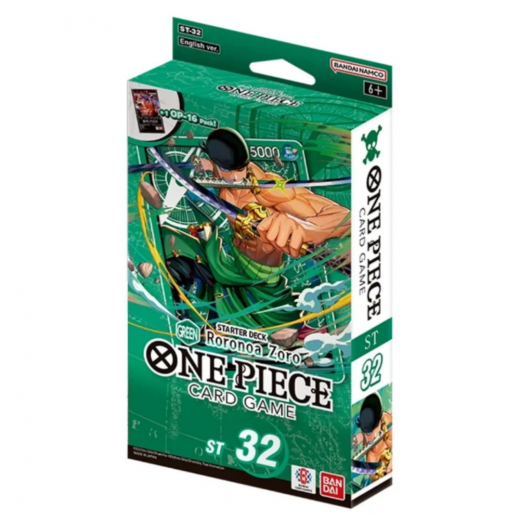 One Piece Card Game: Roronoa Zoro Green Starter Deck ST-32 i gruppen SELSKABSSPIL / Kortspil hos Spelexperten (OPCGST32)