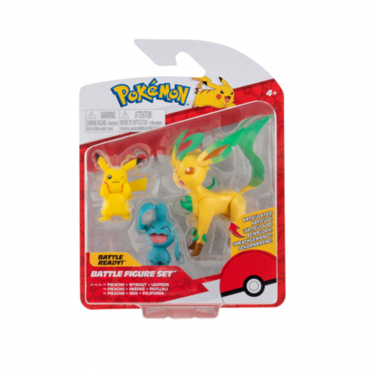 Pokémon Kampfigur 3-Pack Pikachu, Wyanaut, Leafe i gruppen LEGETØJ / Figurer og legesæt hos Spelexperten (PKW0178)