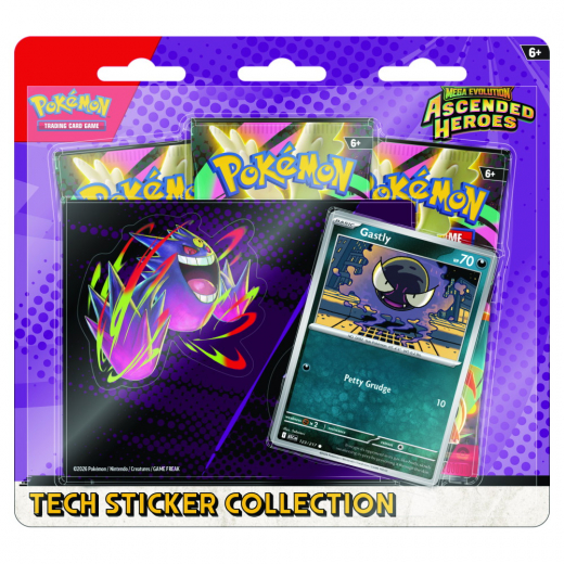 Pokémon TCG: Ascended Heroes - Tech Sticker Collection Gastly i gruppen SELSKABSSPIL / Pokémon hos Spelexperten (POK10314-GAS)