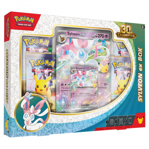 Pokémon TCG: 30th Celebration - Sylveon ex Box i gruppen SELSKABSSPIL / Pokémon hos Spelexperten (POK10463-101-SYL)