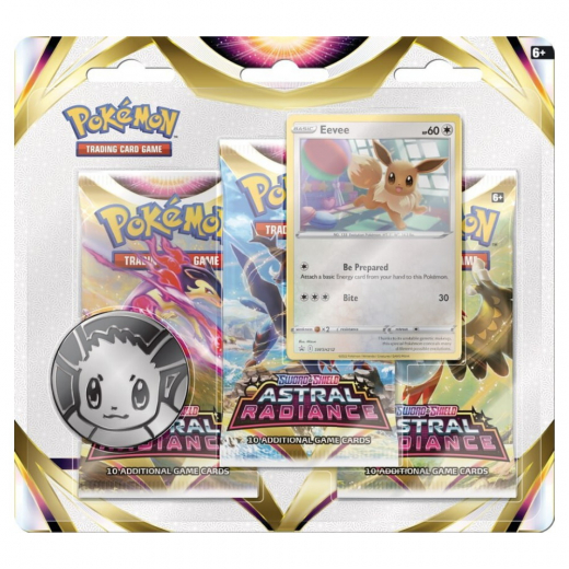 Pokémon TCG: Astral Radiance Booster 3-Pack Eevee + 4-Pocket Portfolio i gruppen SELSKABSSPIL / Pokémon hos Spelexperten (POK2905-EEV)