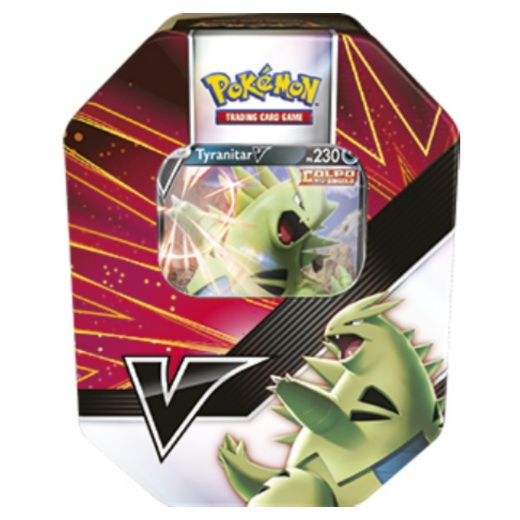 Pokémon TCG: V Power Tin - Tyranitar i gruppen  hos Spelexperten (POK80904-TYR)