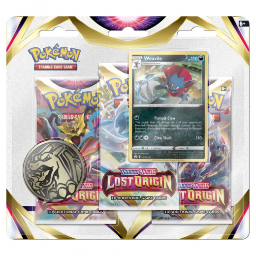 Pokémon TCG: Lost Origin Booster 3-Pack Weavile i gruppen SELSKABSSPIL / Pokémon hos Spelexperten (POK85060-WEA)