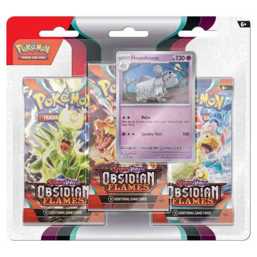 Pokémon TCG: Obsidian Flames Booster 3-Pack Houndstone i gruppen SELSKABSSPIL / Pokémon hos Spelexperten (POK85378-HOU)